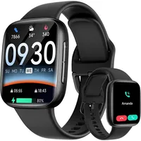 Smartwatch Damen Herren mit Telefonfunktion & Smartphone-Fernbedienung, 1,85" Fitness-Smartwatch,110+ Sportmodi,Herzfrequenz/SpO2,Schrittzähler,10... - Schwarz