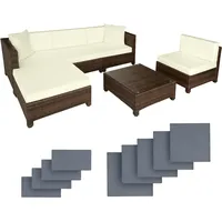 TecTake tectake® Rattan Lounge, mit Aluminiumgestell, wetterfest und UV-beständig,