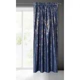 Eurofirany KORNELIA Samt Vorhang mit Marmor Gold Muster und Kräuselband 1 STK. - Glamour Wohnzimmer Schlafzimmer 140x270cm Dunkelblau