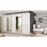 Schiebetürenschrank 5D/360 mit 2 Spiegeln, Weiß – 360x244x65 cm - Weiß