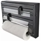 Leifheit Wandrollenhalter Parat Black, Küchenrollenhalter im modernen Design für DREI Rollen, saubere Schnittkanten, Küchenrollenwandhalter mit ergonomischer Form, Papierrollenhalter schwarz