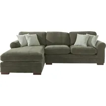 Home Affaire Ecksofa HOME AFFAIRE "Broughton L-Form", grün, B:279cm H:92cm T:178cm, 100% Polyester, Sofas, Ecksofa, weicher Sitzkomfort, incl. 4 Zierkissen, Keder
