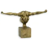 Casa Padrino Kunstharz Dekofigur Turmspringer Athlet Antik Gold 32,1 x 12,4 x H. 20 cm - Wohnzimmer Deko Skulptur - Deko Accessoires