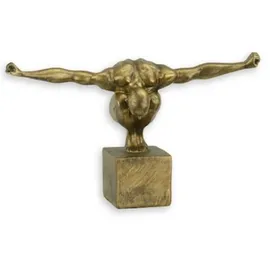 Casa Padrino Kunstharz Dekofigur Turmspringer Athlet Antik Gold 32,1 x 12,4 x H. 20 cm - Wohnzimmer Deko Skulptur - Deko Accessoires