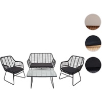 Polyrattan Garnitur HWC-G17a, Garten Sofa Set Sitzgruppe Stuhl, Seil ~ anthrazit, Polster anthrazit ohne Dekokissen