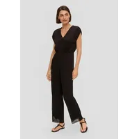 s.Oliver Jumpsuit Overall Plissierter Jumpsuit aus Mesh schwarz