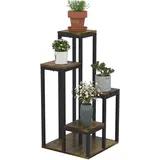 Pflanzenständer, Blumenregal Mit 4 Ablagen In Unterschiedlichen Höhen, Stahlrahmen, 40 X 40 X 81 Cm, Schwarz