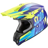 Scorpion VX-16 Evo Air Slanter Motocross Helm, blau-gelb, Größe XL