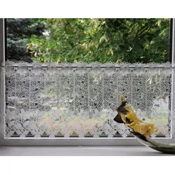 Scheibengardine STICKEREIEN PLAUEN "Aurora" Gr. 4, beige (natur), B:112cm H:40cm, Polyester, Gardinen