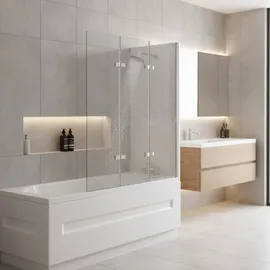 MuCoLa Duschabtrennung Badewannen Badewannenaufsatz ESG Glas Duschtrennwand Badewannenfaltwand Duschwand - 140x130cm