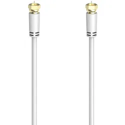 HAMA SAT-Anschlusskabel, F-Stecker - F-Stecker, vergoldet, 1,5 m, 100 dB, Weiß