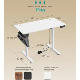 Songmics Schreibtisch 120 cm weiß