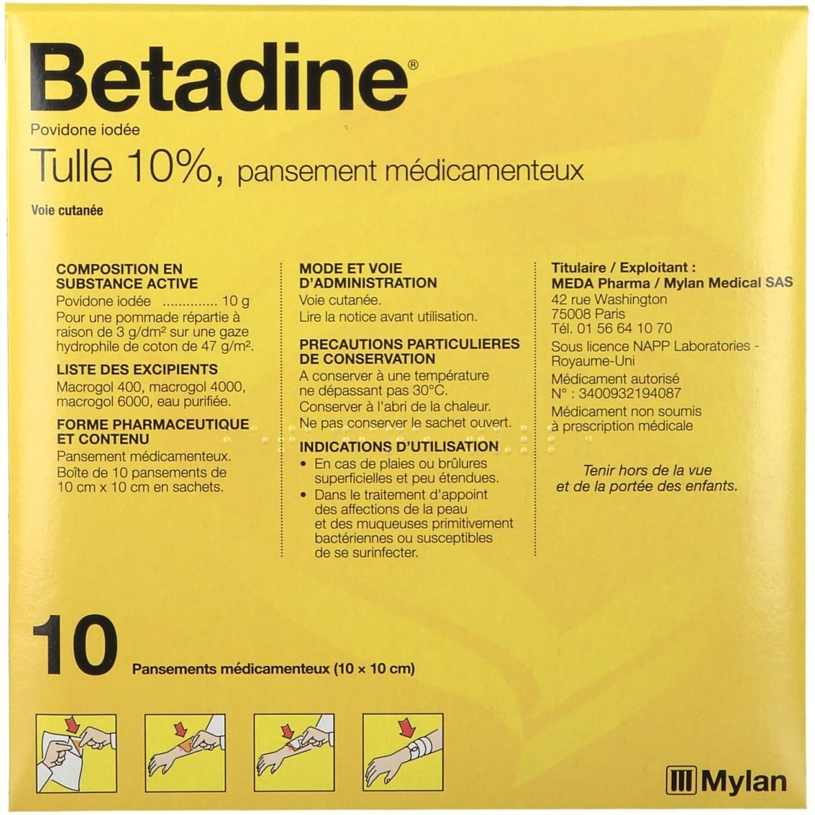 Betadine® Tulle 10% 10 pc(s) Compresses