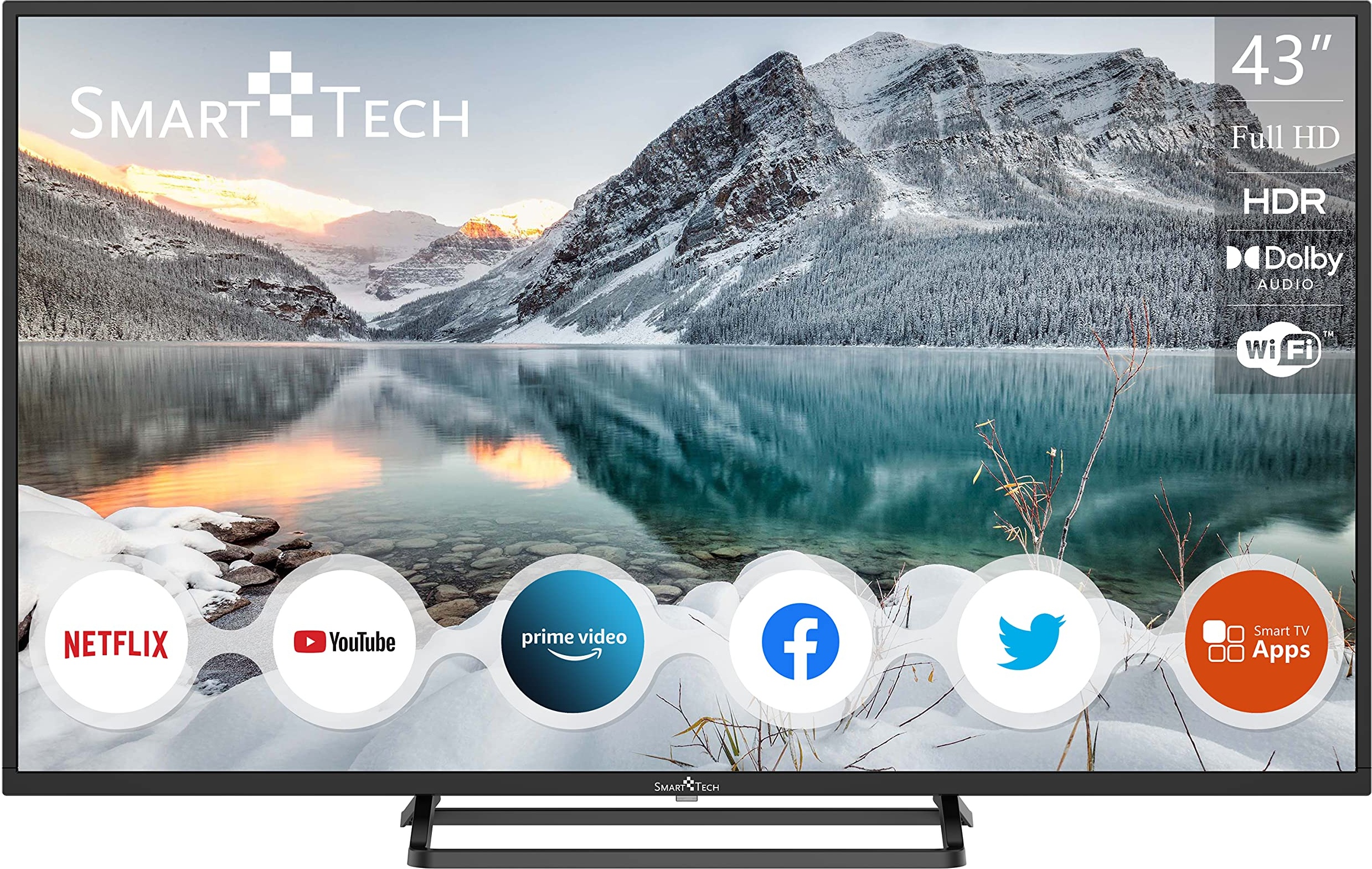 SMART TECH Tech SMT43N30FV1U1B1 108cm (43 Zoll) LED Fernseher SMART TECH TV (FHD, Netflix, YouTube, netrange, Browser) Schwarz