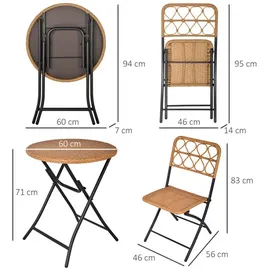 Outsunny Gartenmöbelset, Stahl, PE-Rattan