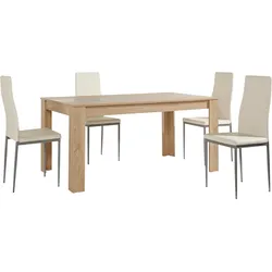 Essgruppe HOME AFFAIRE "Pluto", weiß (eichefarben sägerau, weiß), Sitzmöbel-Sets