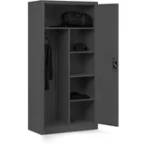 Jan Nowak Domator Metallschrank 185 x 90 x 45 cm | Aktenschrank Abschließbar mit Kleiderstange, Pulverbeschichtung | Aufbewahrungsschrank Umkleideschrank Spind Kleiderstange | Anthrazit