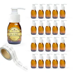 Espírito rebelde 20x Braunglas-Pumpflaschen 30 ML mit Dosierpumpe + 20 Personalisierte Etiketten – Ätherische Öle und Kosmetika