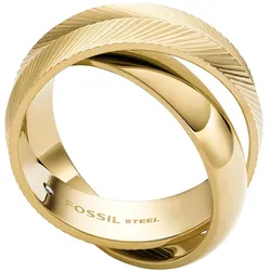 Fingerring FOSSIL "Schmuck Geschenk Edelstahl Ring Harlow, JF04806710" Gr. 18, gold (gelbgoldfarben), Fingerringe, Damen, 18, Edelstahl, 7mm