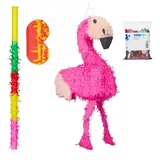 relaxdays Papierdekoration Pinata Set Flamingo gelb|rosa