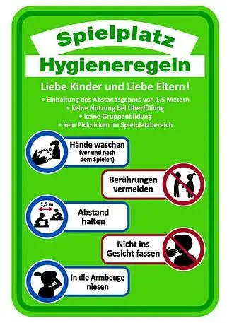 Spielplatzschild - Hygieneregeln für Kinder und Eltern