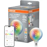 OSRAM SMART+ LED-Lampe Globe 125 Filament E27, RGBW, Matter-kompatibel, WiFi, steuerbar per App und Sprachassistenten, Multicolor, dimmbar