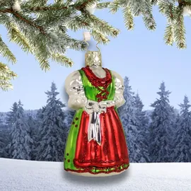Inges Glas INGE-GLAS® Weihnachts-Anhänger rot grünes Weihnachtsdirndl
