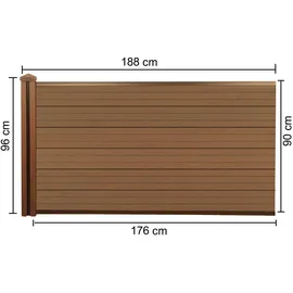 Mendler Windschutz 1,88 m braun Holz