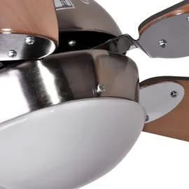 ETC Shop Rgb Led Deckenventilator Deckenlampe Vor Rücklauf 3 Stufen Zugschalter Fernbedienung dimmbar, Montage an Schrägen, 1x 4,8w 470lm warmweiß, Dxh 132 x 40,6 cm