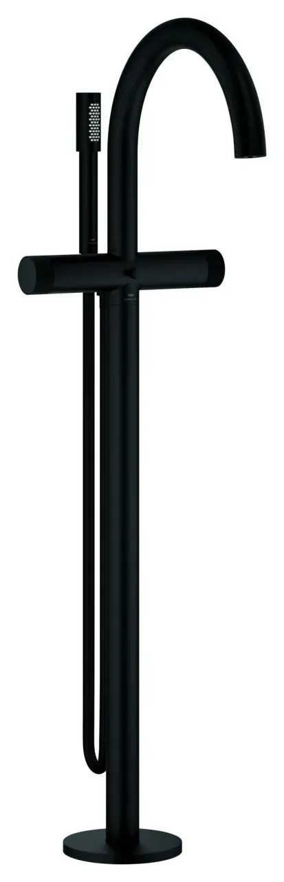 GROHE Wannenbatterie Atrio Private Collection, 25229 Bodenm. Knopfbet. phantom black, 25229KF0 25229KF0