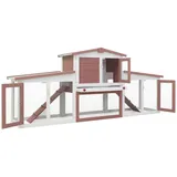 vidaXL Kleintierkäfig Großer Kaninchenstall 204 x 45 x 85 cm braun und weiß