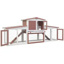 vidaXL Kleintierkäfig Großer Kaninchenstall 204 x 45 x 85 cm braun und weiß