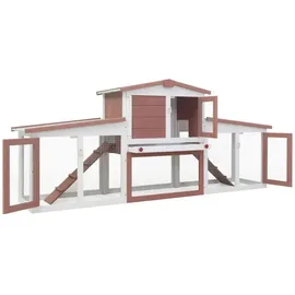 vidaXL Kleintierkäfig Großer Kaninchenstall 204 x 45 x 85 cm braun und weiß