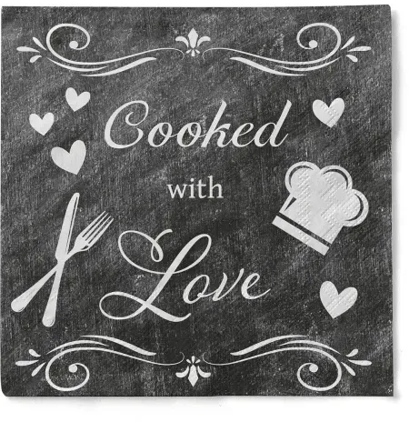 Sovie HOME Serviette Cooked with Love aus Tissue 33 x 33 cm, 20 Stück Küche Kochen Liebe Lettering