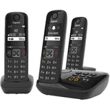 Gigaset AS690AR Trio - zwart - met antwoordapparaat - 3 handsets, Telefon, Schwarz