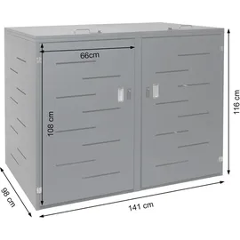 Mendler Mülltonnenverkleidung HWC-E83 116 x 141 x 98 cm silber