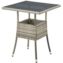 Juskys Yoro Polyrattan Gartentisch quadratisch 60 x 60 cm Grau