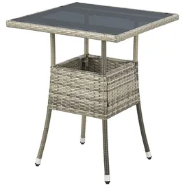Juskys Yoro Polyrattan Gartentisch quadratisch 60 x 60 cm Grau