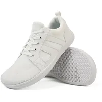 AONEGOLD Barfußschuhe Damen Herren Breite Barfuss Schuhe Zero Drop Solhe Leicht Traillaufschuhe Walkingschuhe Fitnessschuhe Laufschuhe Minimalistische Sneaker (Weiß/39EU) - 39 EU Weit