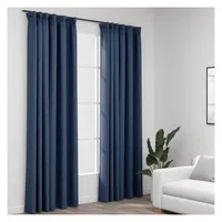 vidaXL Verdunkelungsvorhänge Haken Leinenoptik 2 Stk. Blau 140x245cm