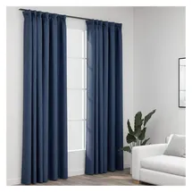 vidaXL Verdunkelungsvorhänge Haken Leinenoptik 2 Stk. Blau 140x245cm