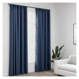 vidaXL Verdunkelungsvorhänge Haken Leinenoptik 2 Stk. Blau 140x245cm