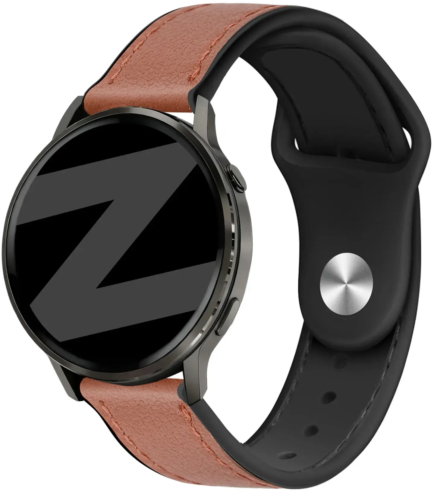 Bandz Garmin Approach J1 Armband Leder 'Hybrid' für Garmin Approach J1 - Braun - Druckknopf Verschluss