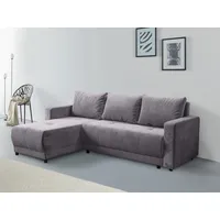 Ecksofa INOSIGN "Navarra, Schlafsofa, 230cm, m. Bettfunktion (115/200cm) und Bettkasten" Sofas Gr. B/H/T: 230cm x 83cm x 155cm, Cord, Recamiere beidseitig montierbar, grau Recamiere beidseitig montierbar, in Cord