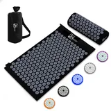 Akupressurmatte & Akupressurkissen für Massage & Schmerzlinderung, Akupressur Set für Entspannung, Stimulation und Meditation, Acupressure mat (Black)