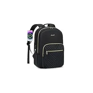 LOVEVOOK Laptop Rucksack Damen, 17,3 Zoll Laptoprucksack Groß Wasserdicht Schulrucksack Mädchen Teenager mit Laptopfach, Schwarz Rucksäcke für Schule Uni Business Reisen