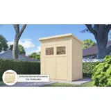 Konifera Gartenhaus KONIFERA "Amrum 1", beige (naturbelassen), Fußboden im Gartenhaus, ohne Dacheindeckung, Gartenhäuser, Inklusive Fussboden