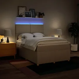 vidaXL Boxspringbett mit Matratze Creme 140x200 cm Stoff