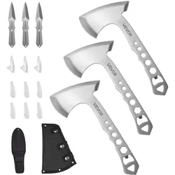 VEVOR Wurfäxte Tomahawks Set inkl. 3 Stk. Äxte 3 Stk. Wurfmesser Edelstahl