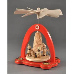 Weihnachtspyramide ALBIN PREISSLER "Tischpyramide - Winterkinder, Weihnachtsdeko rot" Weihnachtspyramiden Gr. Höhe: 20 cm, rot (rot, natur) Schwibbögen Weihnachtspyramiden